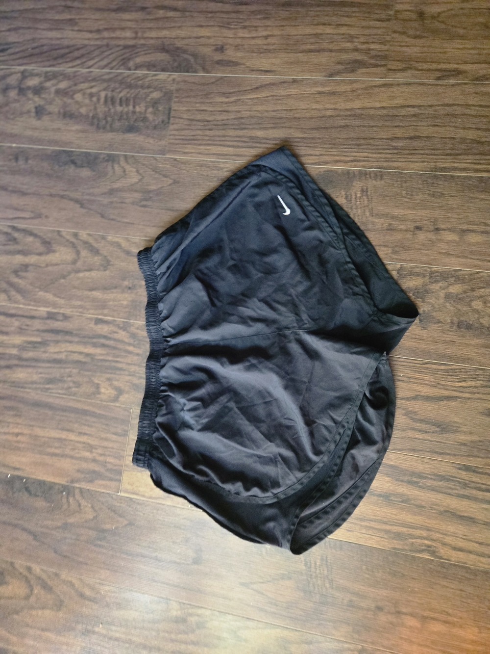 Nike Women's Black Running Shorts with White Swoosh